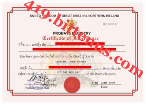 Inheritance Certificate